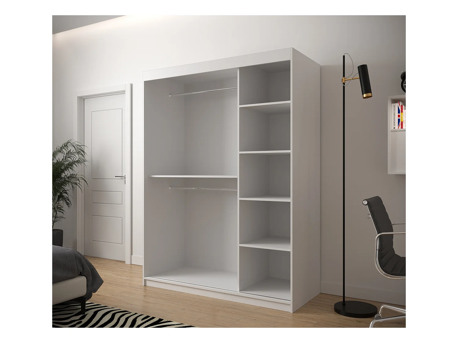 Armoire à portes coulissantes Jodełka 1 200/150/62 2 portes (Blanc)