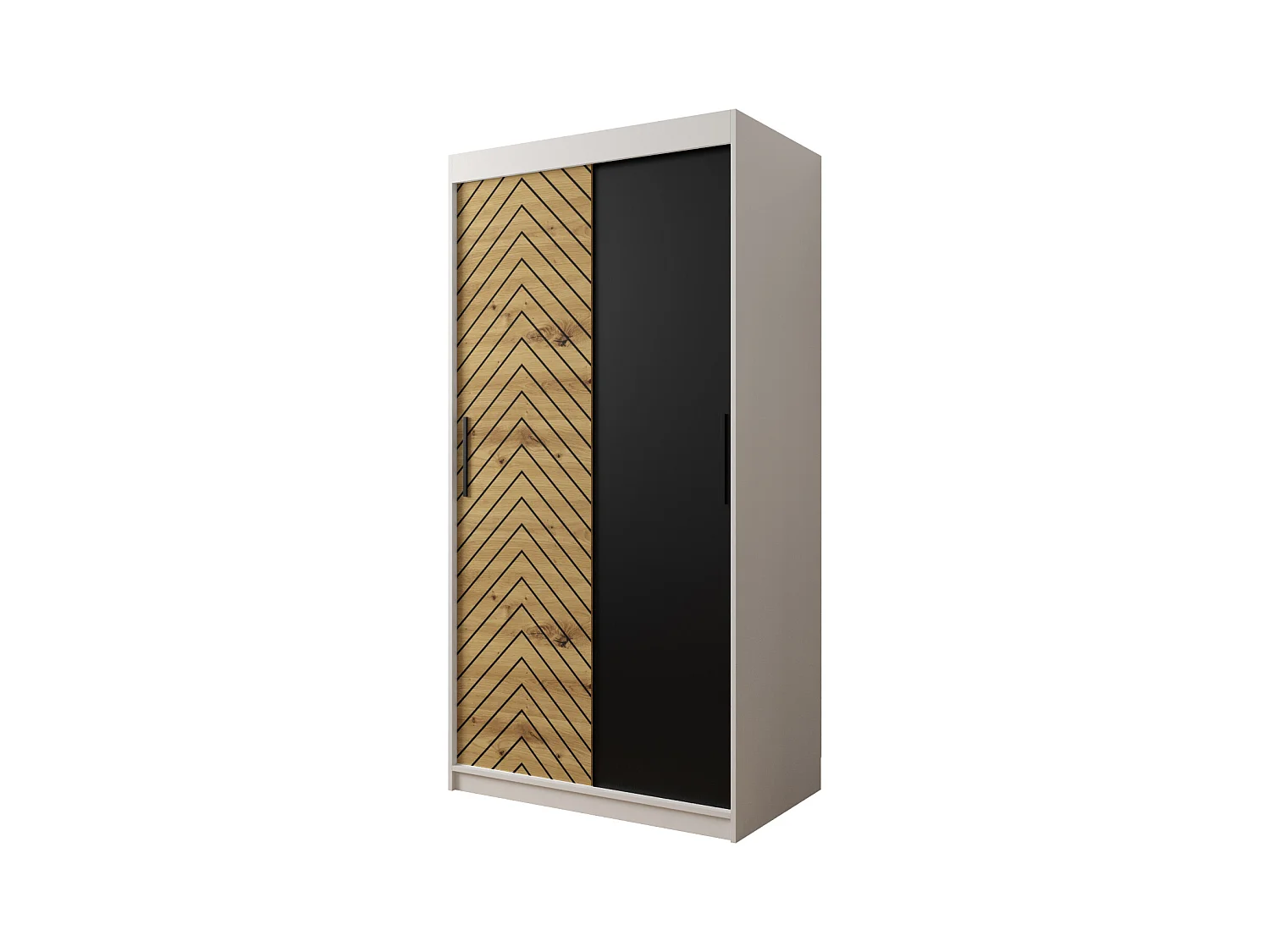Schwebetürenschrank Jodełka 200/100/62 2-Türig (Weiß/Artisan)