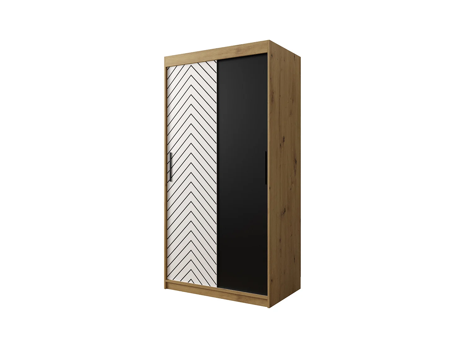 Armoire à portes coulissantes Jodełka 200/100/62 2 portes (Artisan/Blanc)