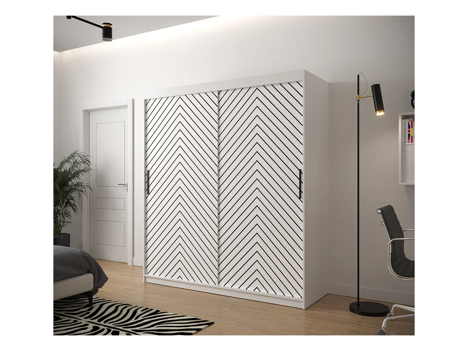 Armoire à portes coulissantes Jodełka 1 200/180/62 2 portes (Blanc)