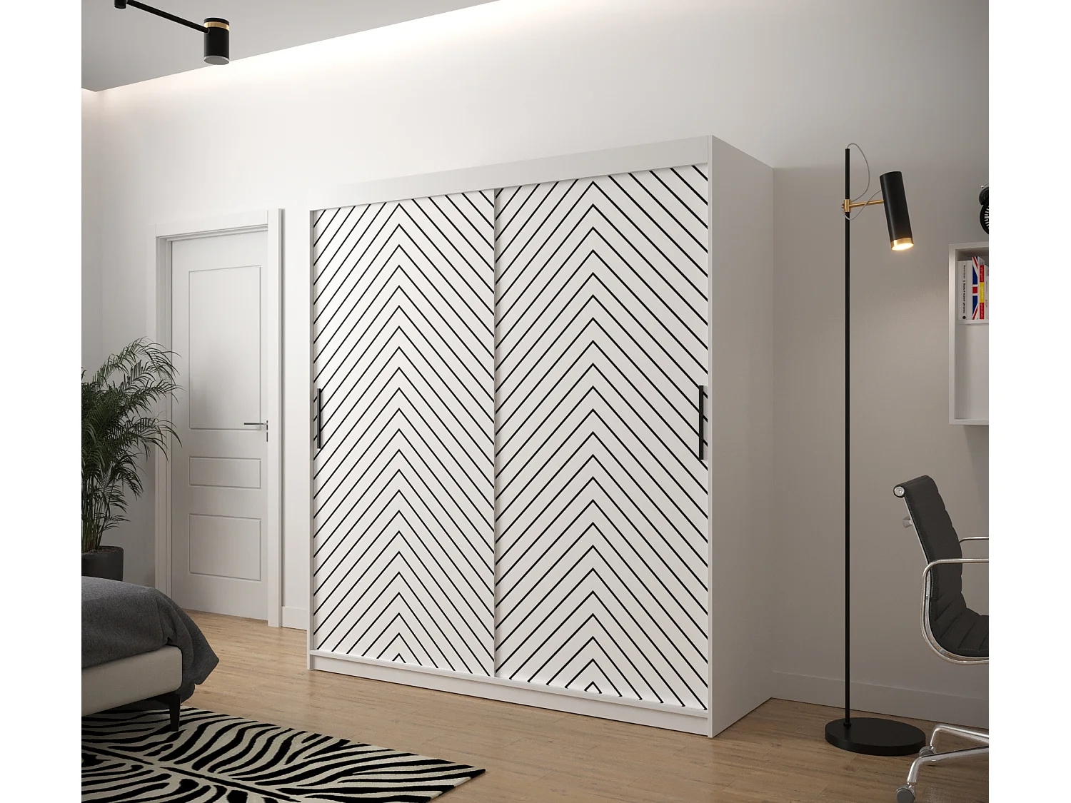 Armoire à portes coulissantes Jodełka 1 200/180/62 2 portes (Blanc)