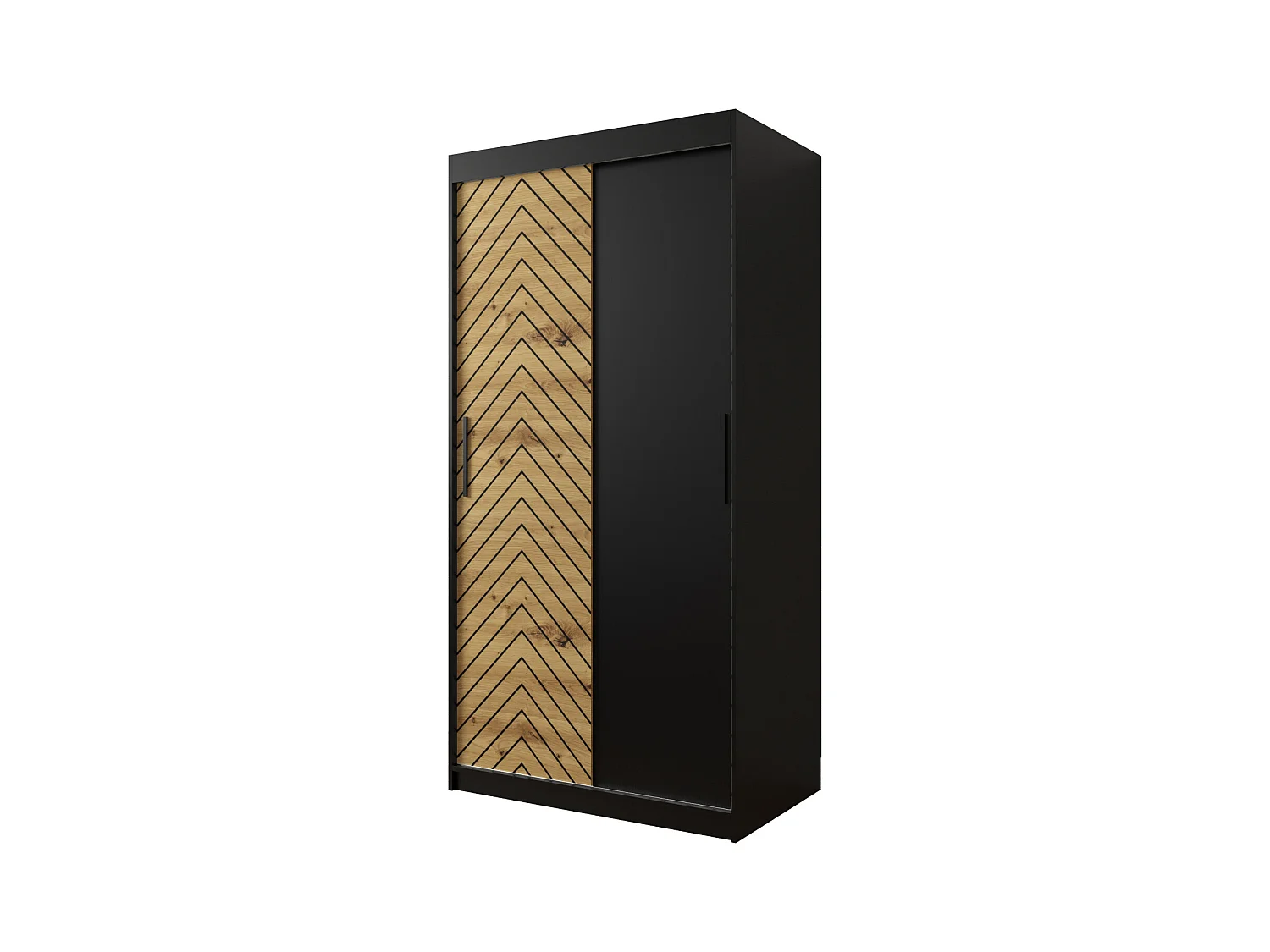 Armoire à portes coulissantes Jodełka 200/100/62 2 portes (Noir/Artisan)
