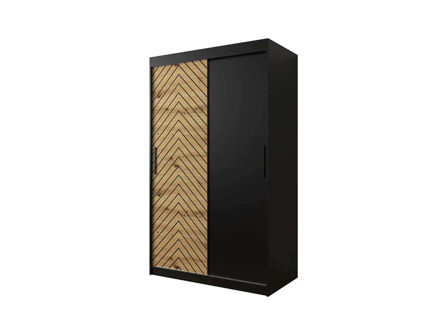 Armoire à portes coulissantes Jodełka 200/120/62 2 portes (Noir/Artisan)