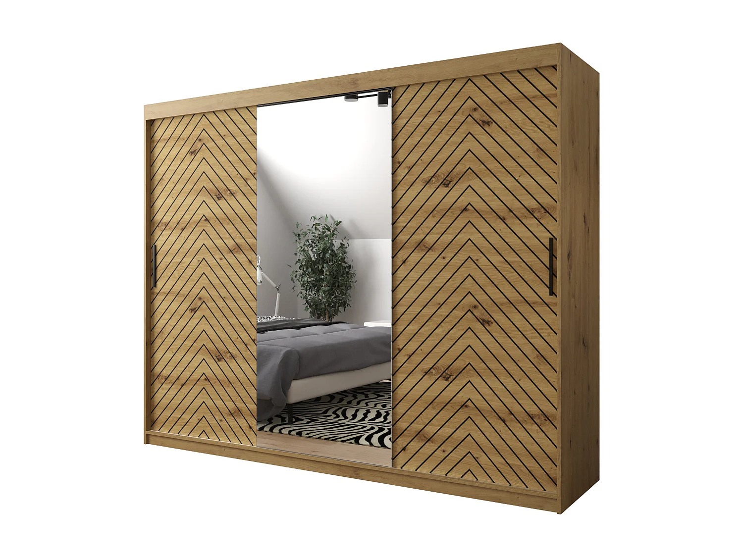 Armoire à portes coulissantes Jodełka 2 200/250/62 3 portes (Artisan)