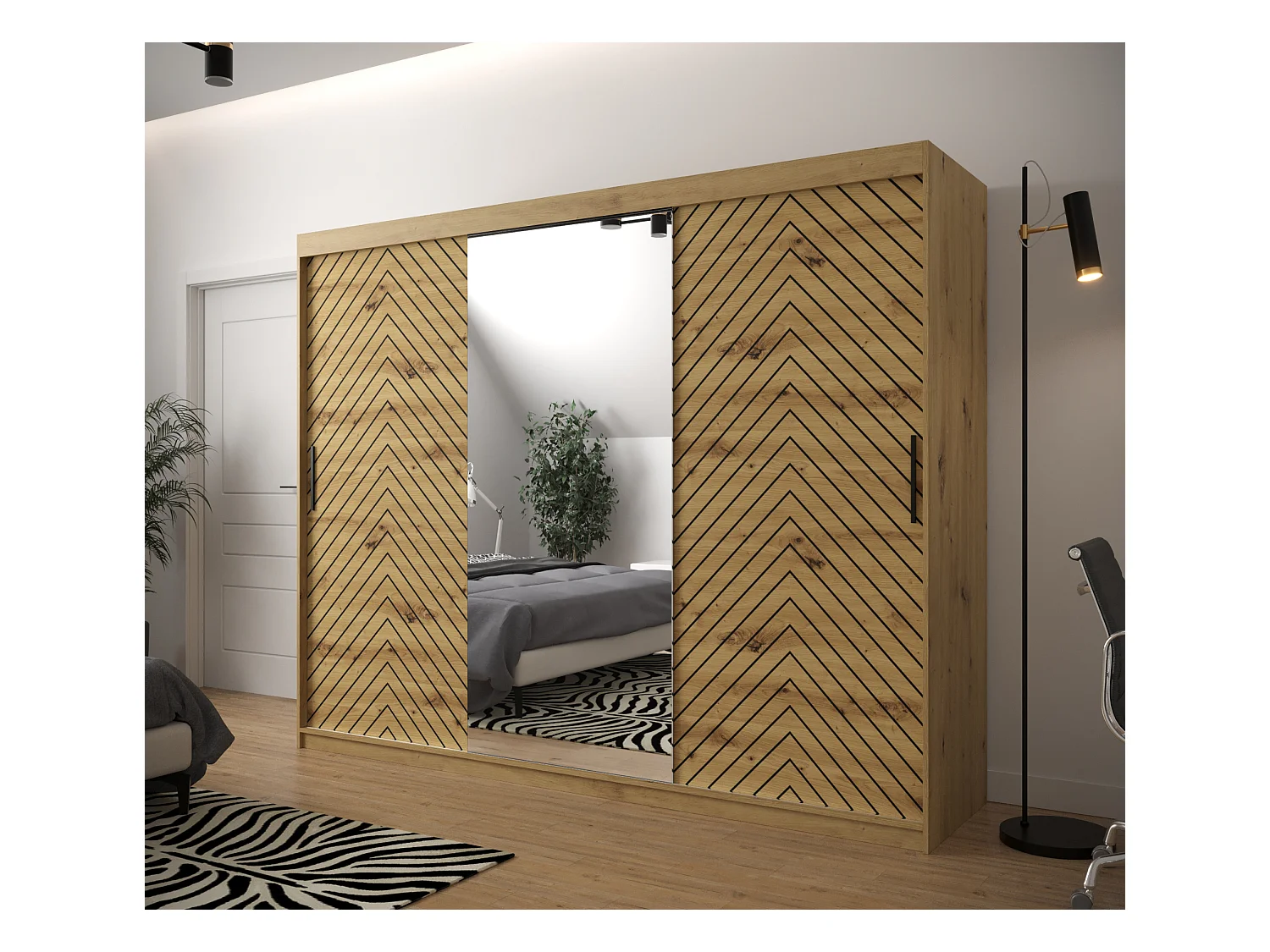 Armoire à portes coulissantes Jodełka 2 200/250/62 3 portes (Artisan)