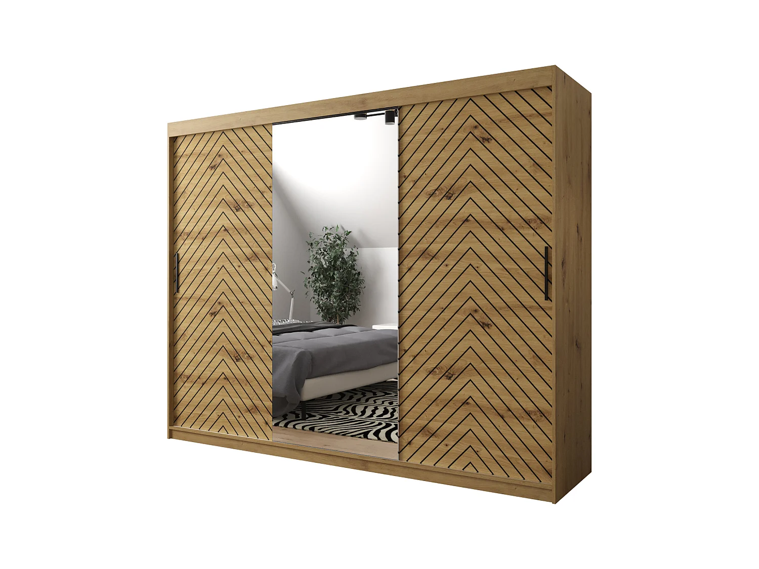 Armoire à portes coulissantes Jodełka 2 200/250/62 3 portes (Artisan)