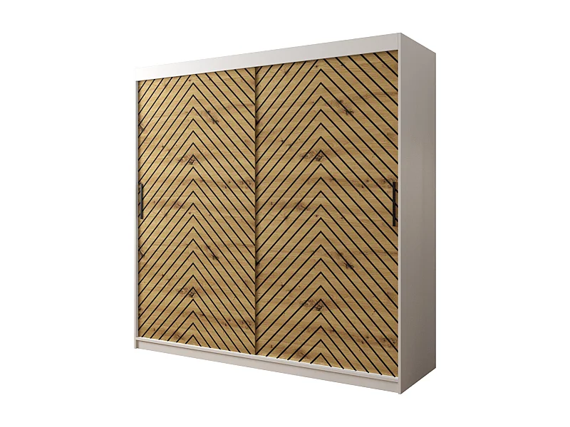 Armoire à portes coulissantes Jodełka 1 200/200/62 2 portes (Blanc/Artisan)