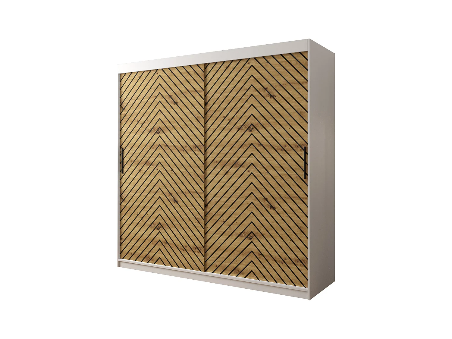 Schwebetürenschrank Jodełka 1 200/200/62 2-Türig (Weiß/Artisan)