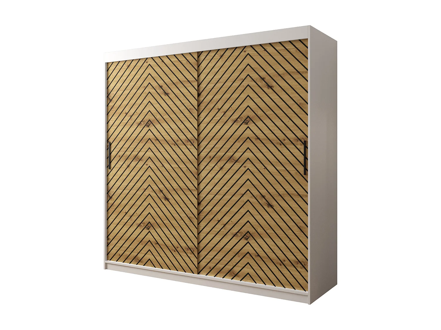 Schwebetürenschrank Jodełka 1 200/200/62 2-Türig (Weiß/Artisan)