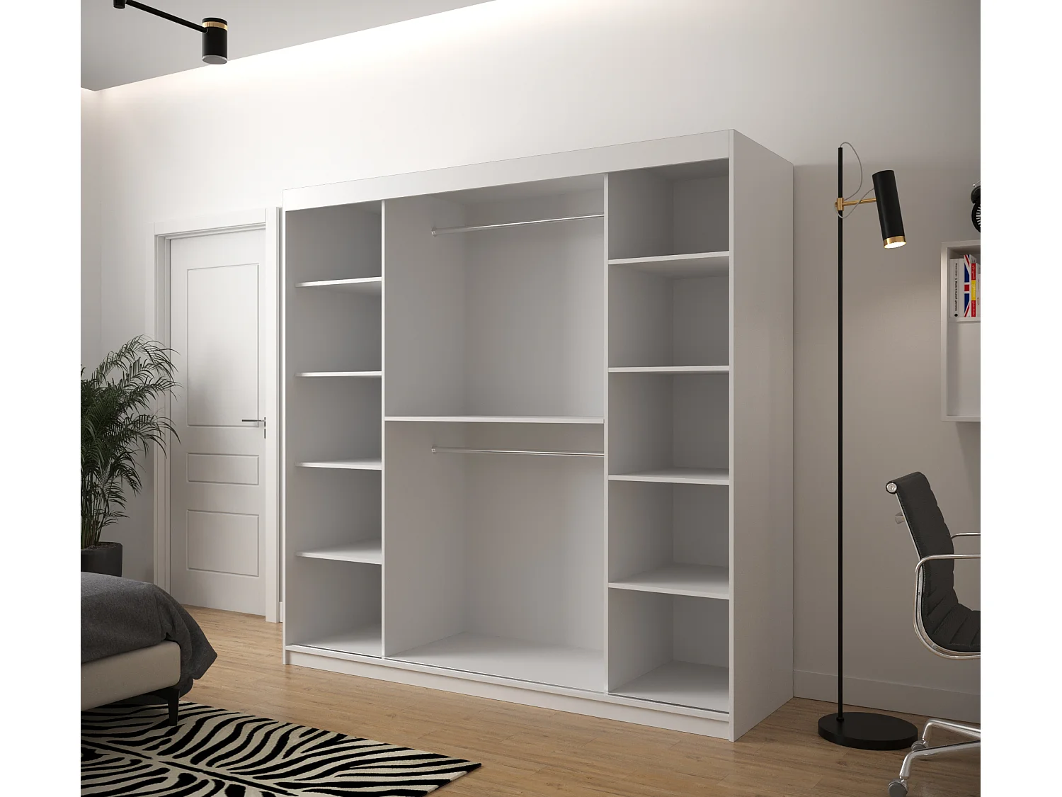 Schwebetürenschrank Jodełka 1 200/200/62 2-Türig (Weiß/Artisan)