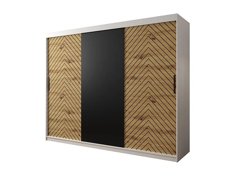 Armoire à portes coulissantes Jodełka 200/250/62 3 portes (Blanc/Artisan)