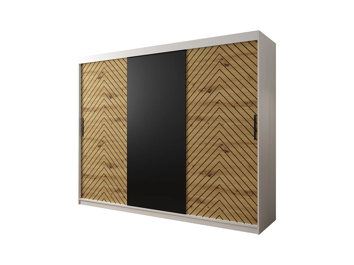 Armadio Jodełka ad ante scorrevoli 200/250/62 3 deuren (Blanco/Artisan)