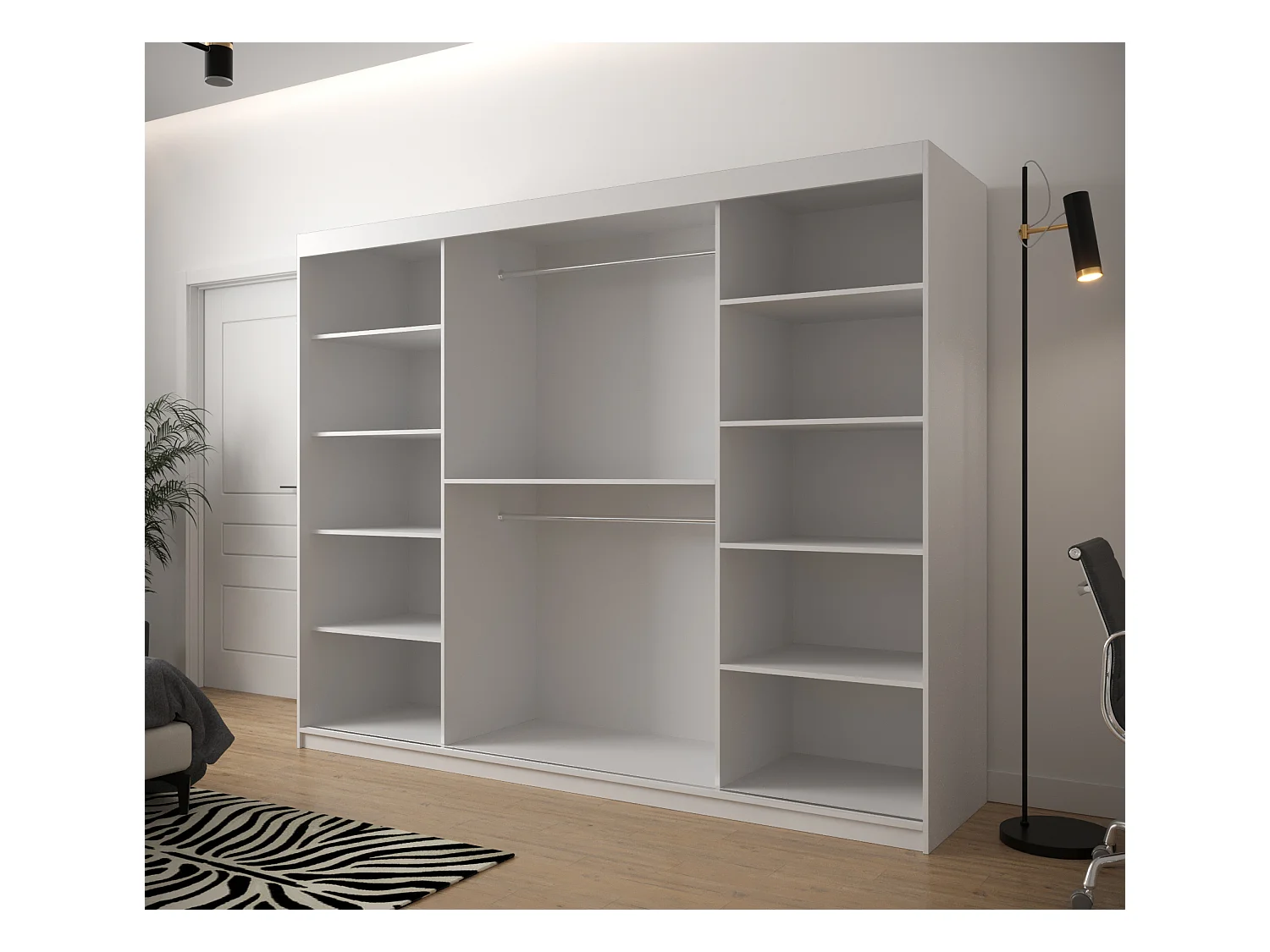 Armadio Jodełka ad ante scorrevoli 200/250/62 3 deuren (Blanco/Artisan)