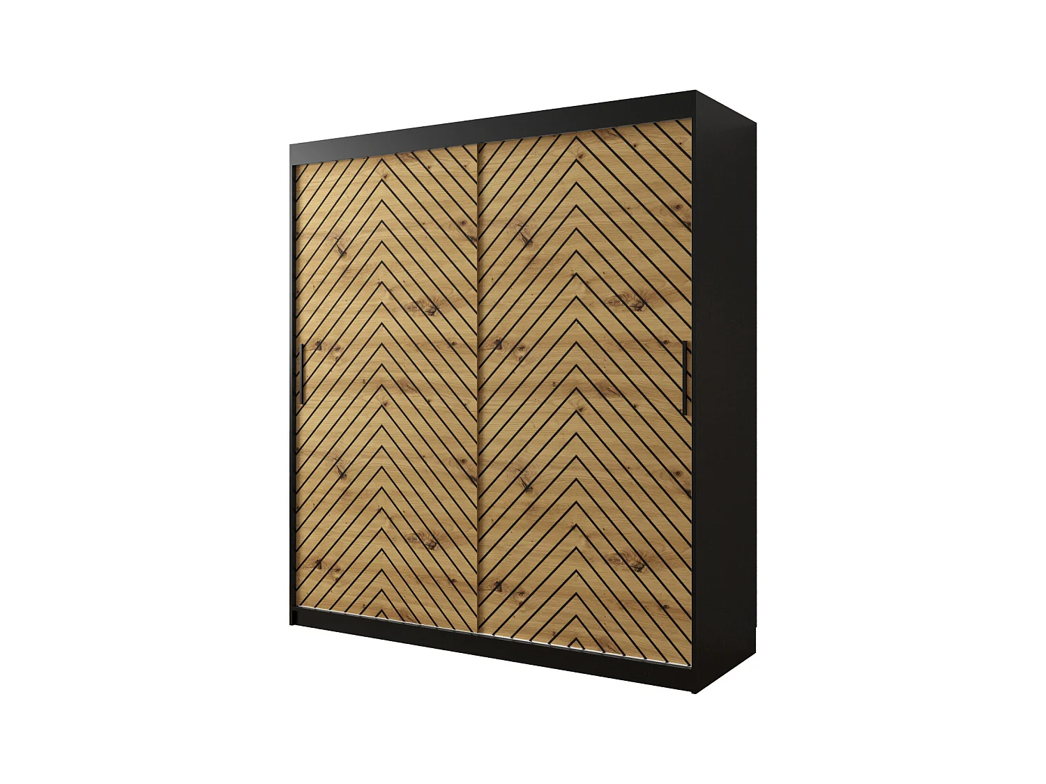 Armoire à portes coulissantes Jodełka 1 200/180/62 2 portes (Noir/Artisan)