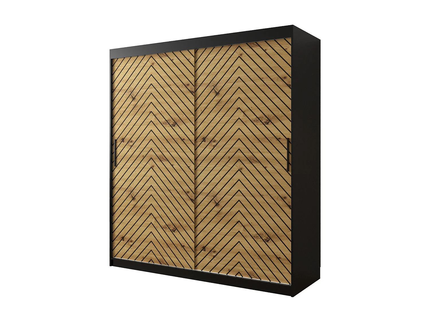 Armoire à portes coulissantes Jodełka 1 200/180/62 2 portes (Noir/Artisan)