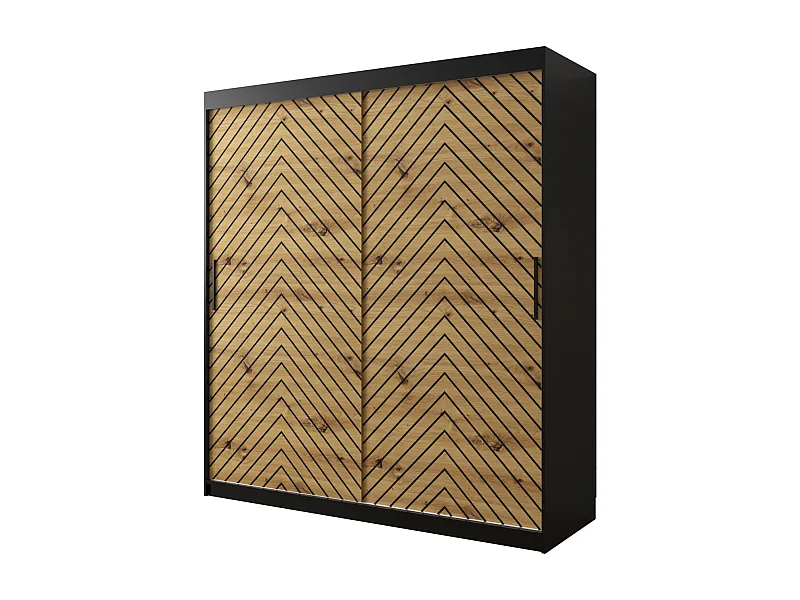 Schwebetürenschrank Jodełka 1 200/180/62 2-Türig (Schwarz/Artisan)