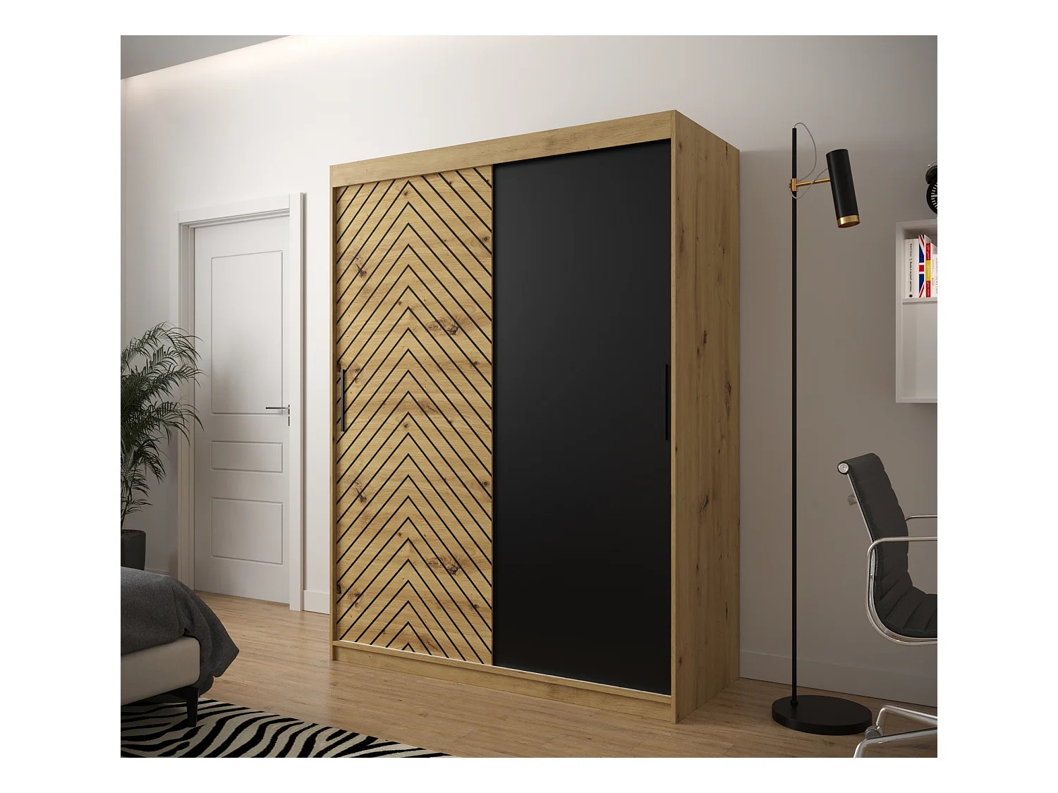 Armoire à portes coulissantes Jodełka 200/150/62 2 portes (Artisan)