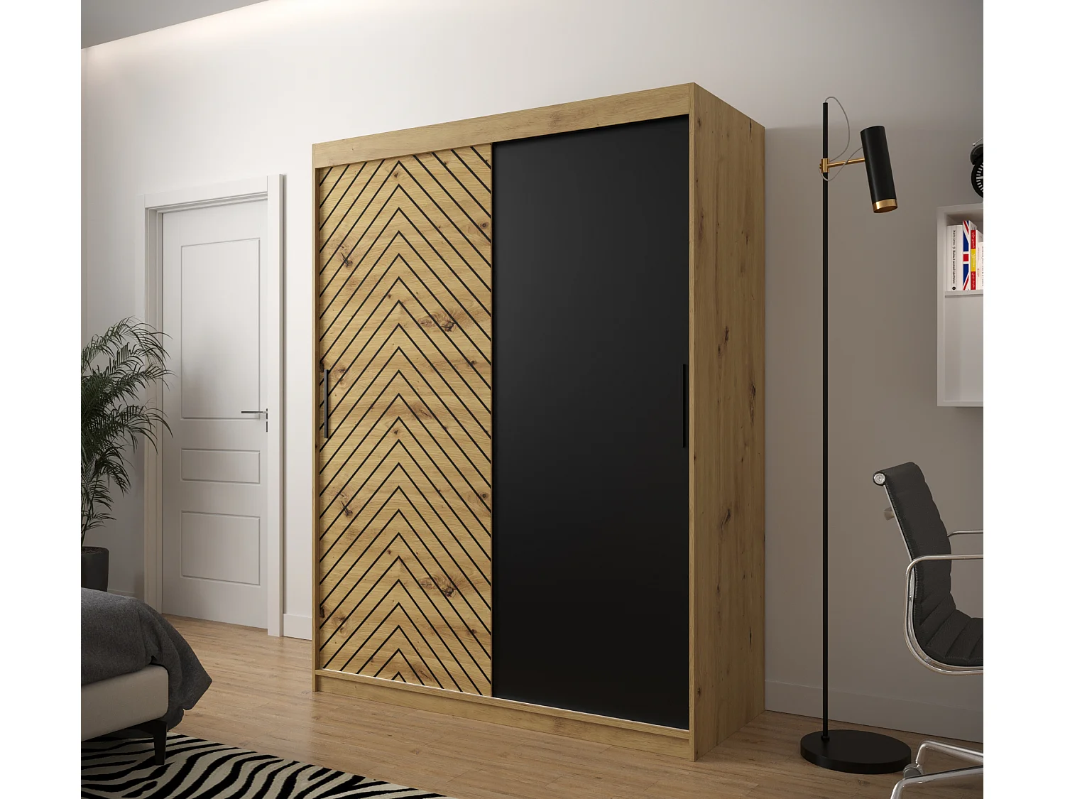 Armoire à portes coulissantes Jodełka 200/150/62 2 portes (Artisan)