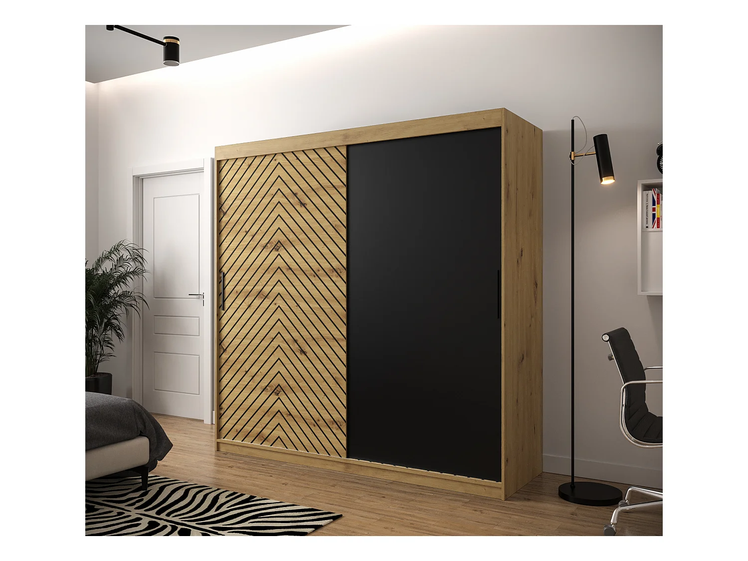 Armoire à portes coulissantes Jodełka 200/200/62 2 portes (Artisan)