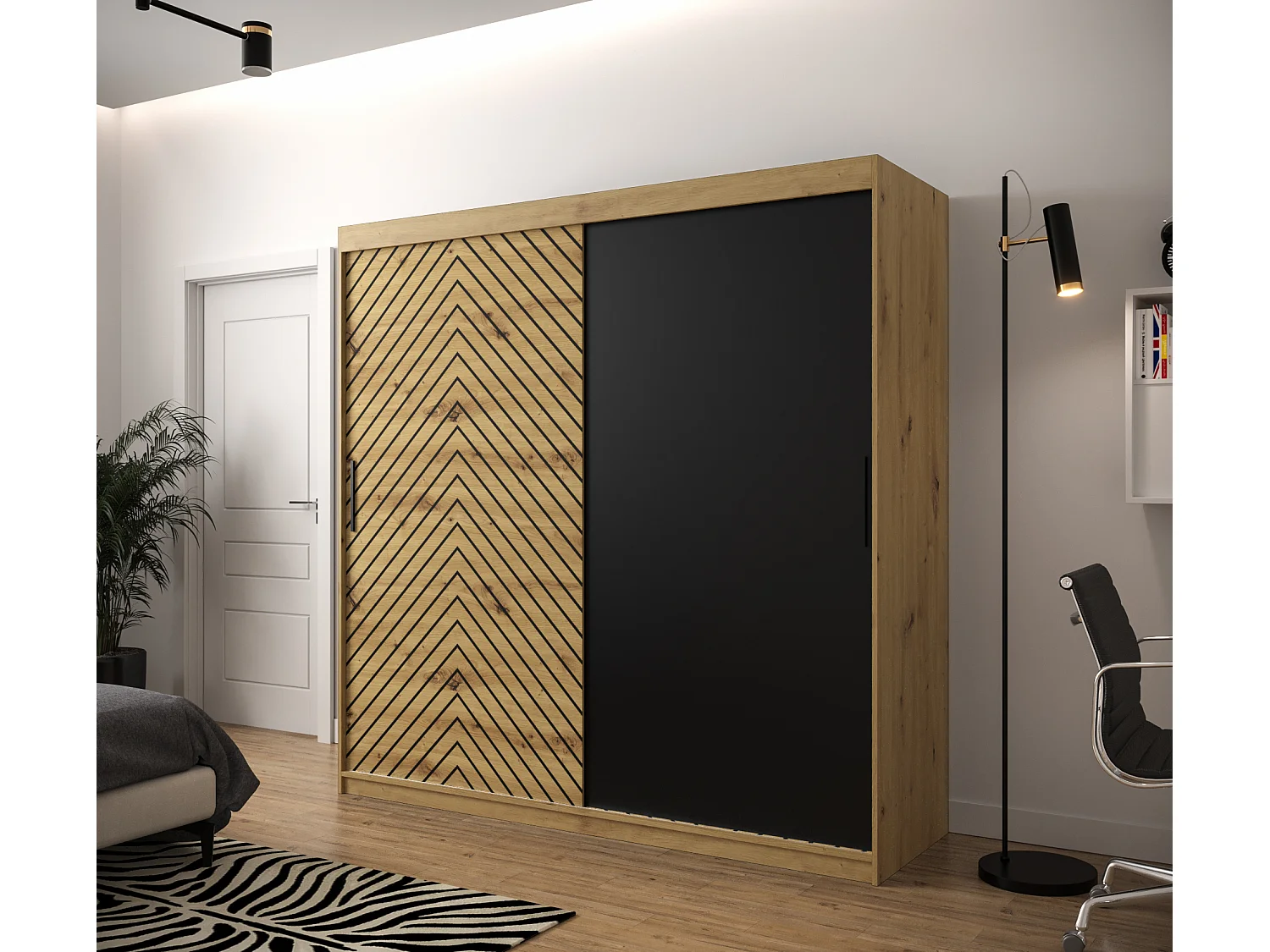 Armoire à portes coulissantes Jodełka 200/200/62 2 portes (Artisan)