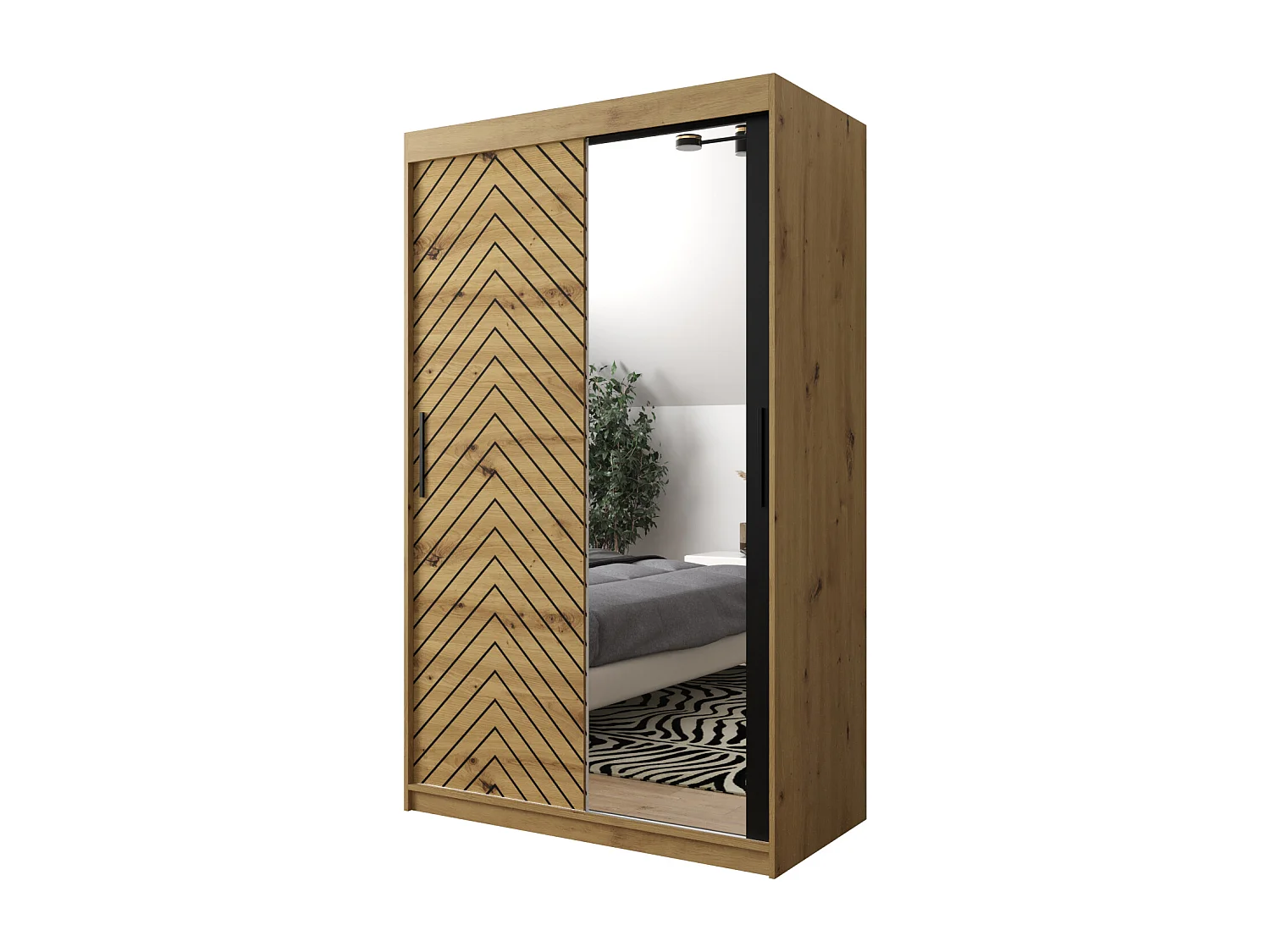 Schwebetürenschrank Jodełka 2 200/150/62 2-Türig (Artisan)