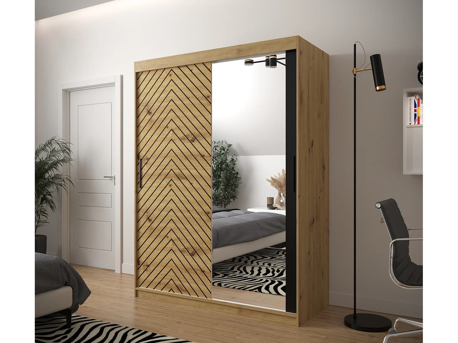 Armoire à portes coulissantes Jodełka 2 200/150/62 2 portes (Artisan)