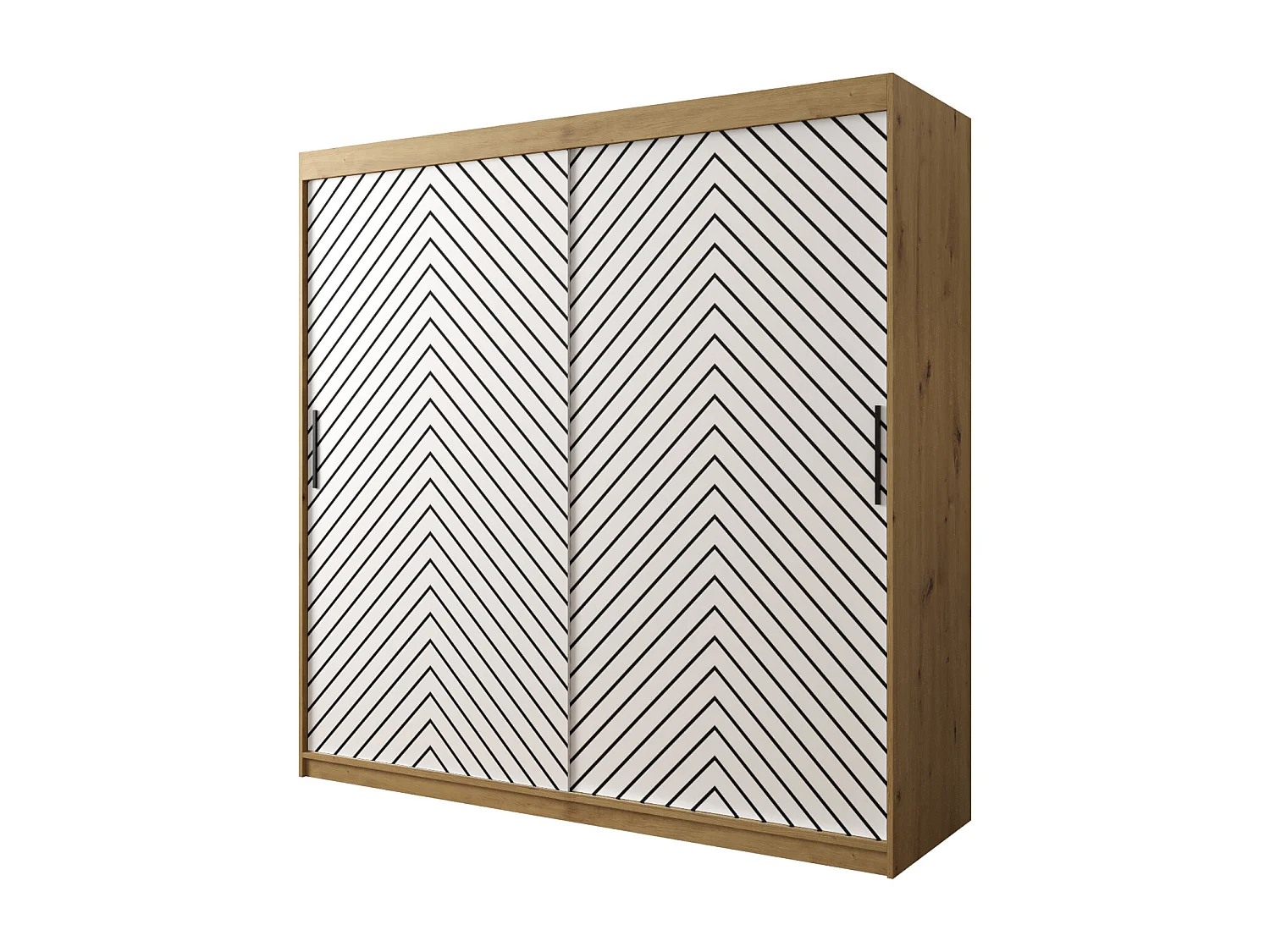 Armoire à portes coulissantes Jodełka 1 200/200/62 2 portes (Artisan/Blanc)