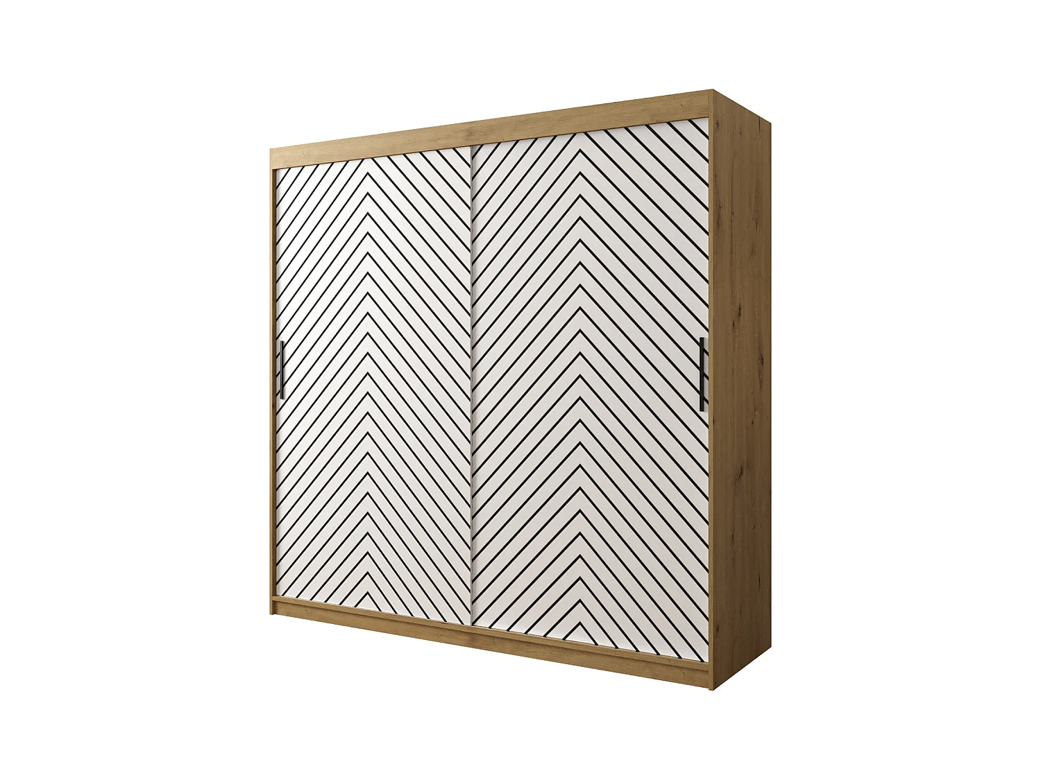 Armoire à portes coulissantes Jodełka 1 200/200/62 2 portes (Artisan/Blanc)