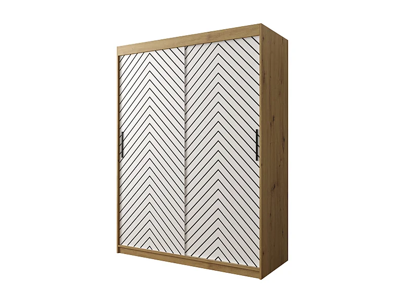 Armoire à portes coulissantes Jodełka 1 200/150/62 2 portes (Artisan/Blanc)