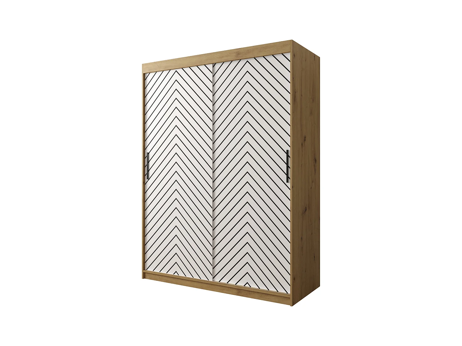 Armoire à portes coulissantes Jodełka 1 200/150/62 2 portes (Artisan/Blanc)