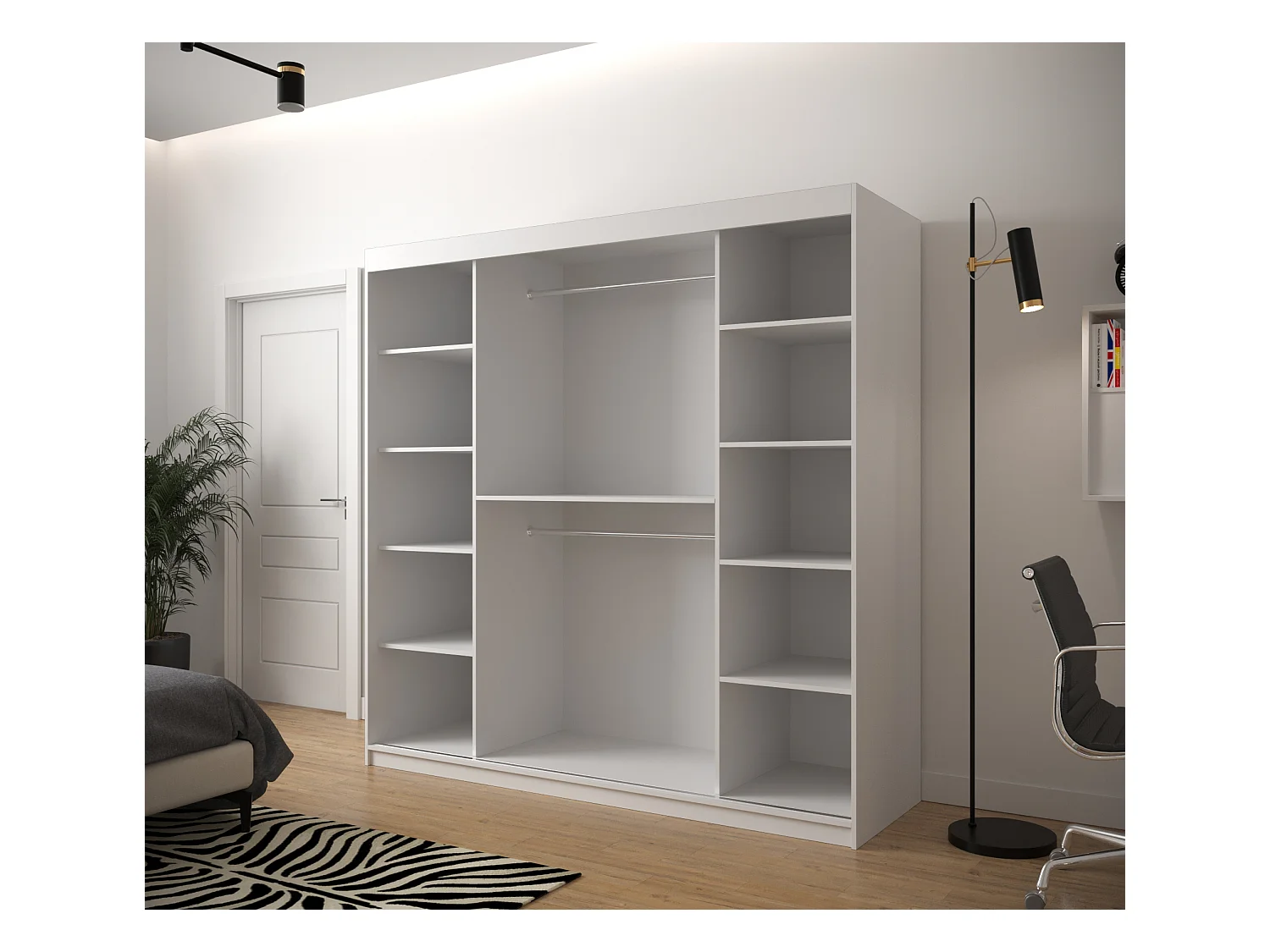 Armoire à portes coulissantes Jodełka 200/200/62 2 portes (Blanc/Artisan)