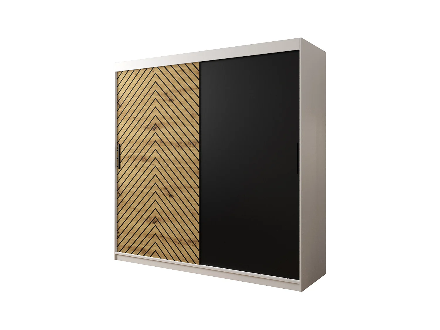 Armoire à portes coulissantes Jodełka 200/200/62 2 portes (Blanc/Artisan)