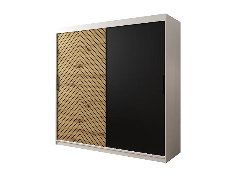 Schwebetürenschrank Jodełka 200/200/62 2-Türig (Weiß/Artisan)