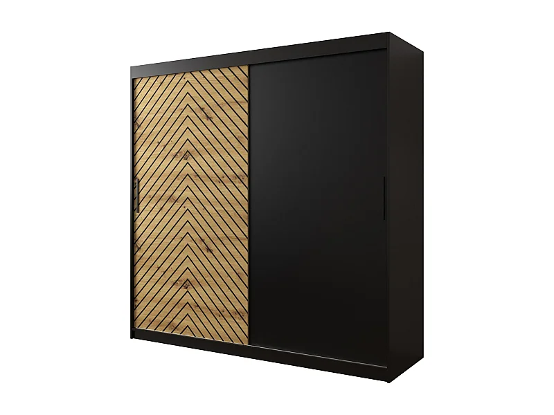 Armoire à portes coulissantes Jodełka 200/200/62 2 portes (Noir/Artisan)