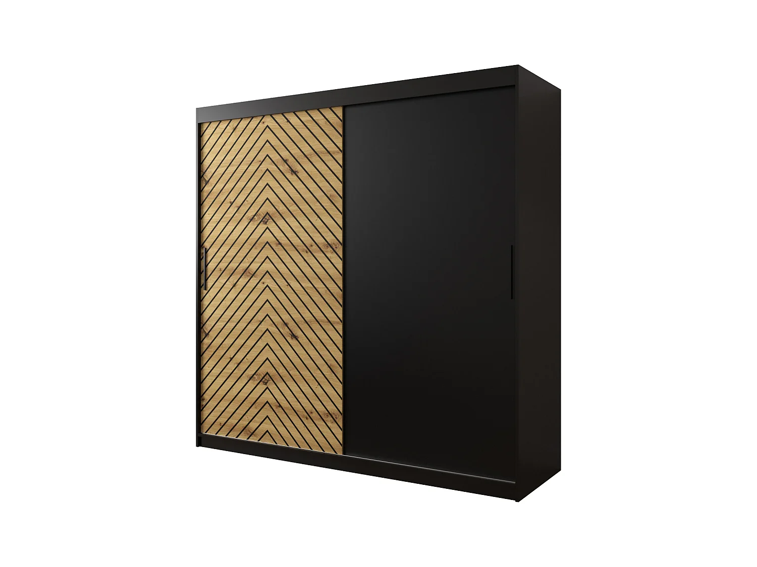 Armoire à portes coulissantes Jodełka 200/200/62 2 portes (Noir/Artisan)