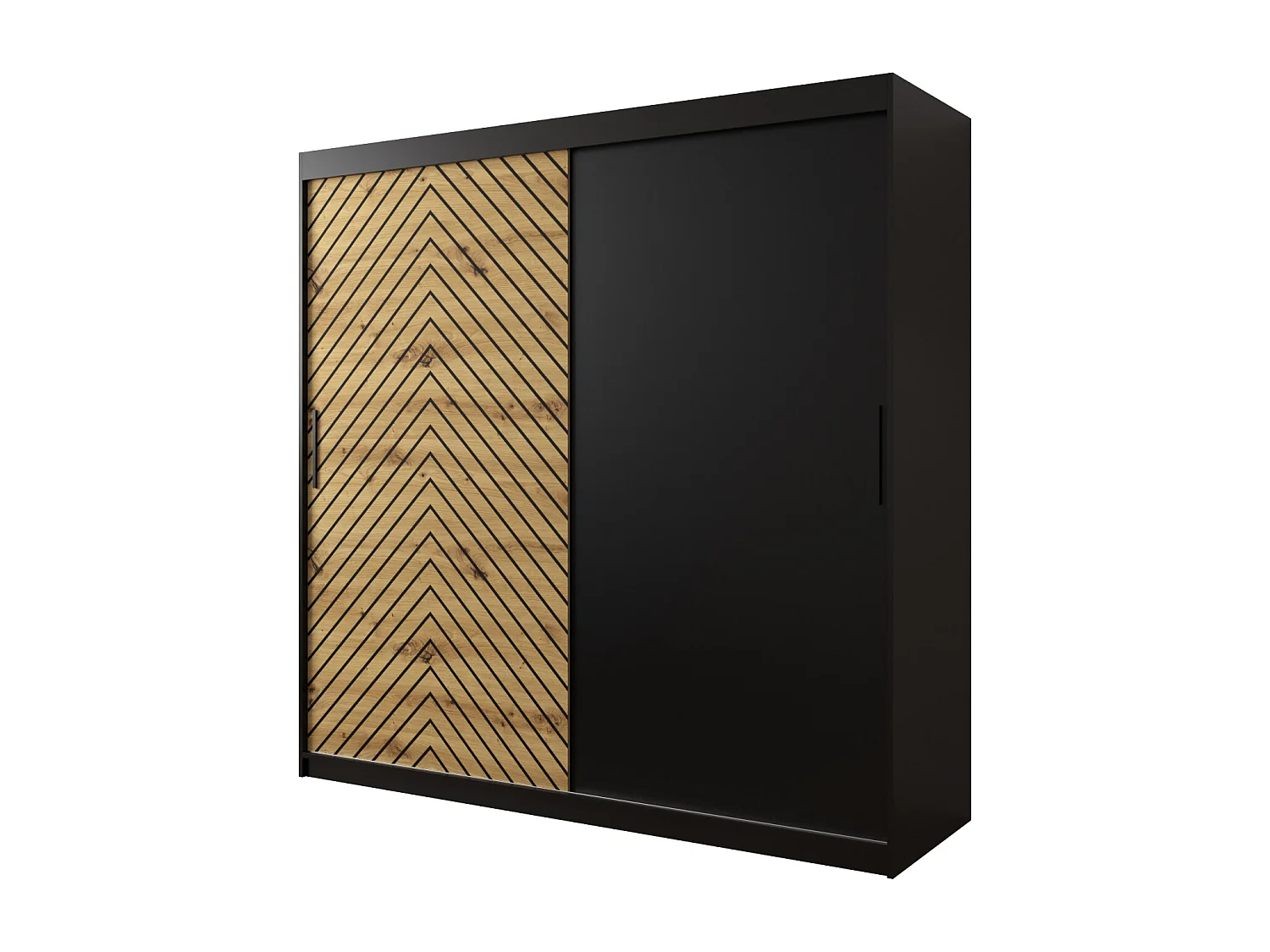 Armoire à portes coulissantes Jodełka 200/200/62 2 portes (Noir/Artisan)