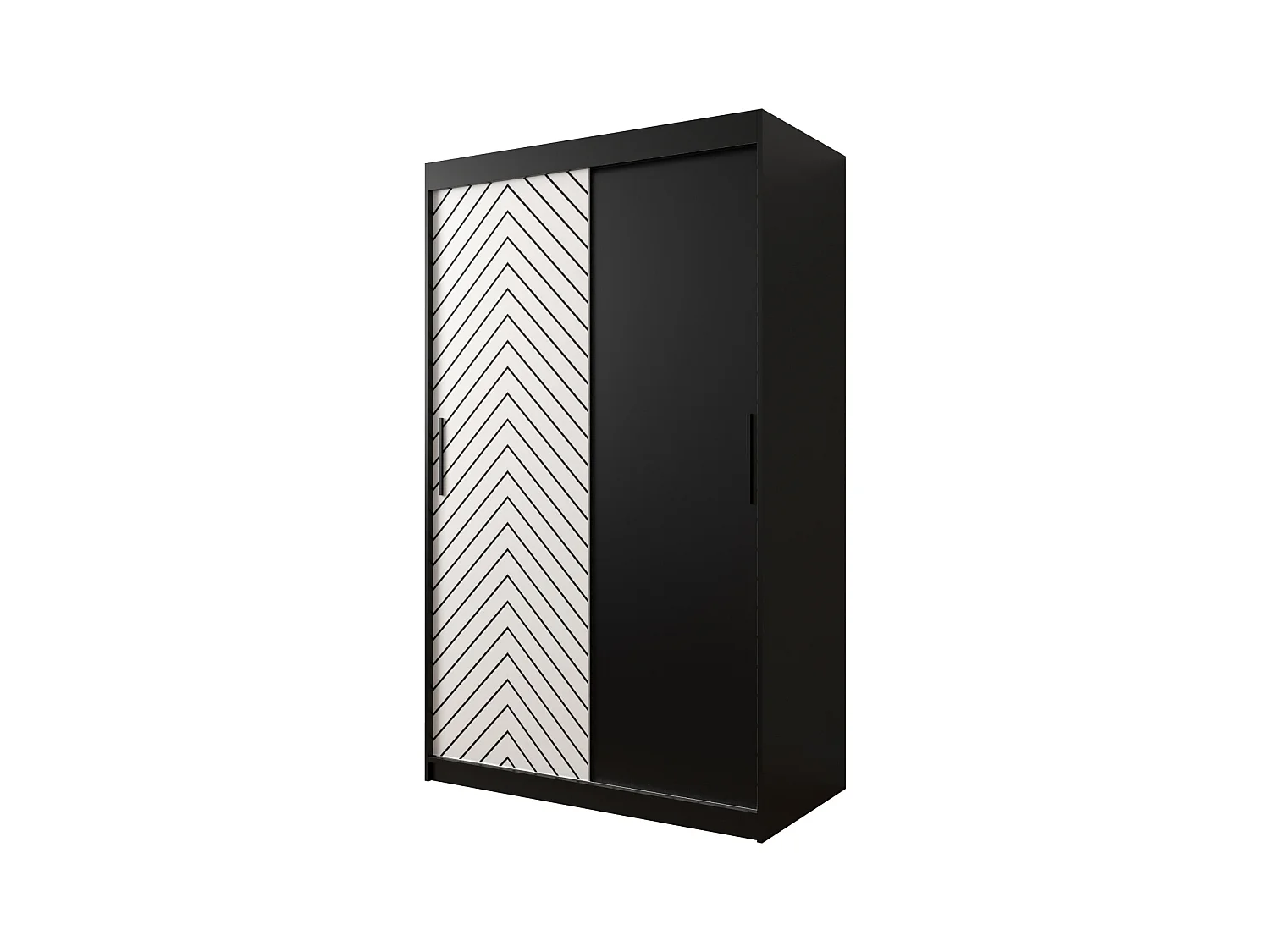 Armoire à portes coulissantes Jodełka 200/120/62 2 portes (Noir/Blanc)