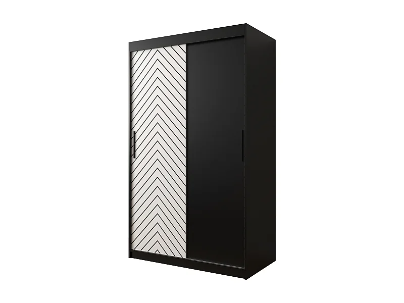 Schwebetürenschrank Jodełka 200/120/62 2-Türig (Schwarz/Weiß)