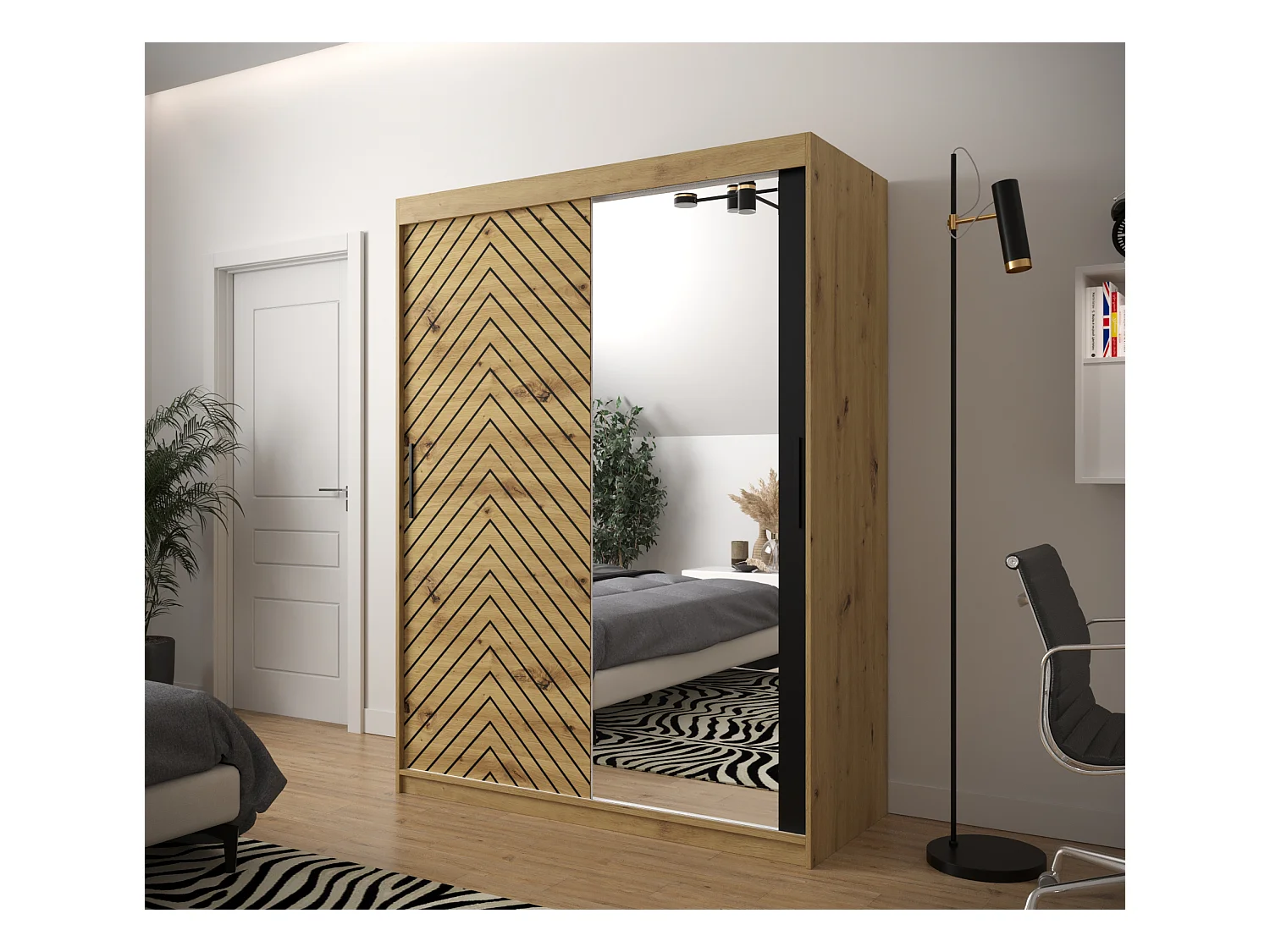 Schwebetürenschrank Jodełka 2 200/120/62 2-Türig (Artisan)