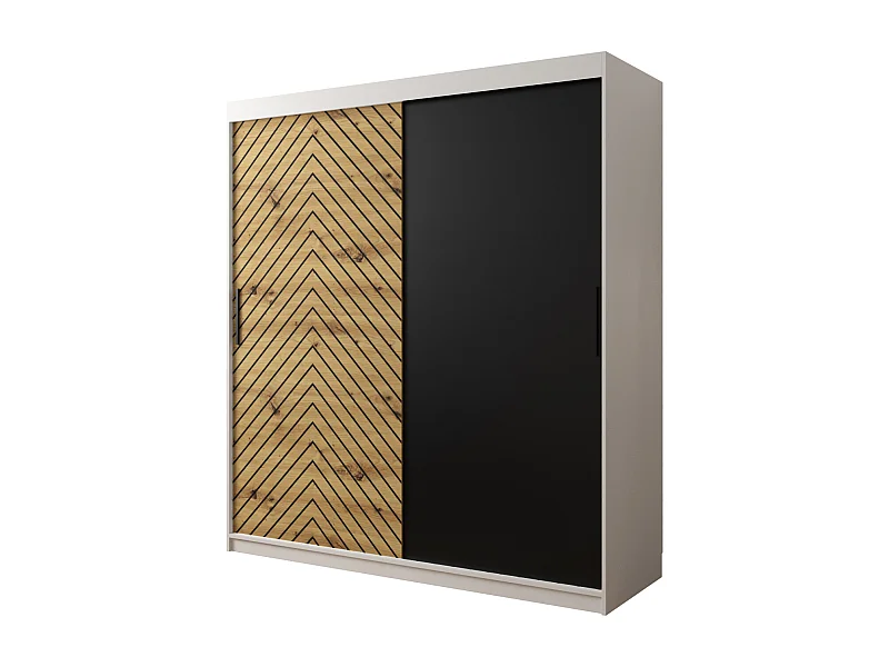 Armoire à portes coulissantes Jodełka 200/180/62 2 portes (Blanc/Artisan)