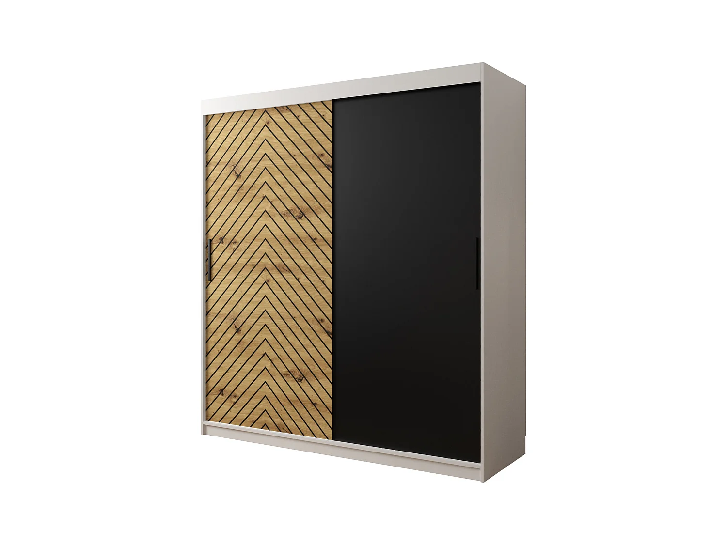 Schwebetürenschrank Jodełka 200/180/62 2-Türig (Weiß/Artisan)