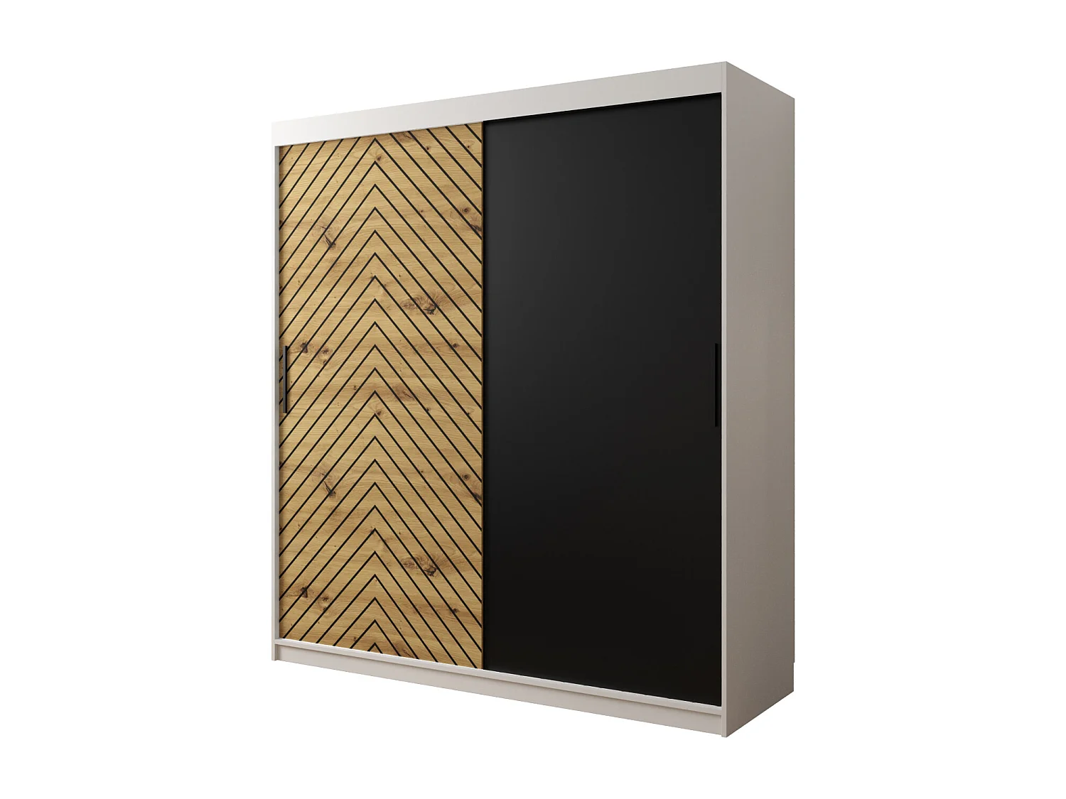 Armoire à portes coulissantes Jodełka 200/180/62 2 portes (Blanc/Artisan)