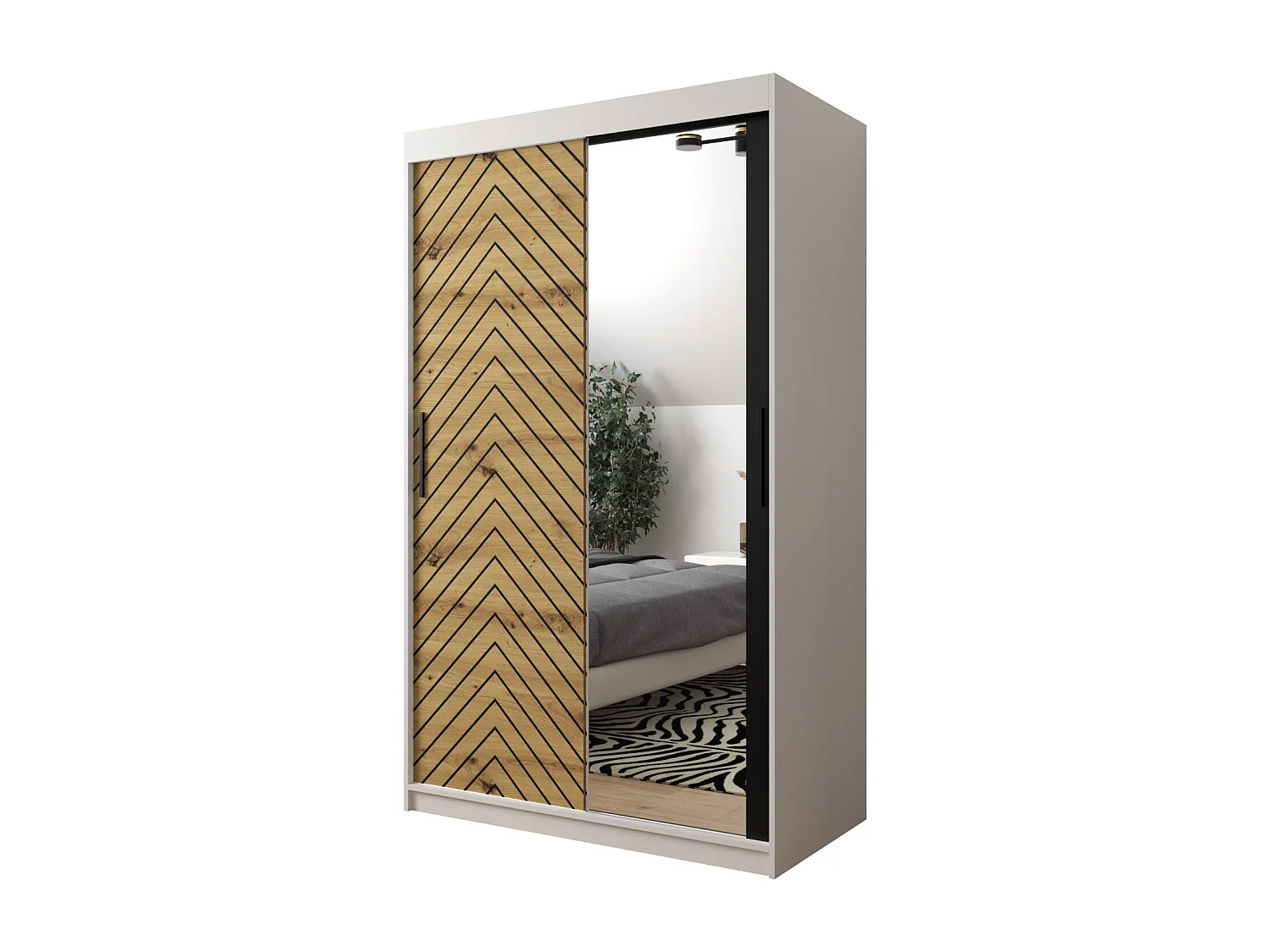 Armoire à portes coulissantes Jodełka 2 200/120/62 2 portes (Blanc/Artisan)