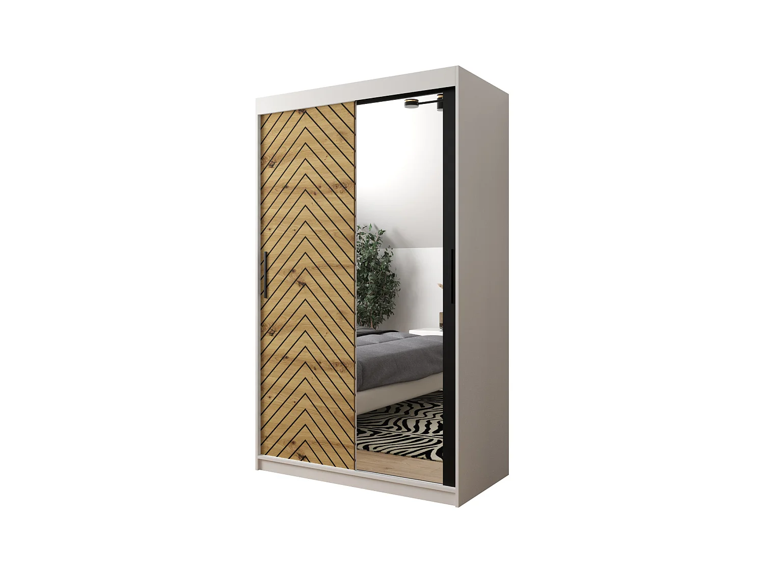 Armoire à portes coulissantes Jodełka 2 200/120/62 2 portes (Blanc/Artisan)
