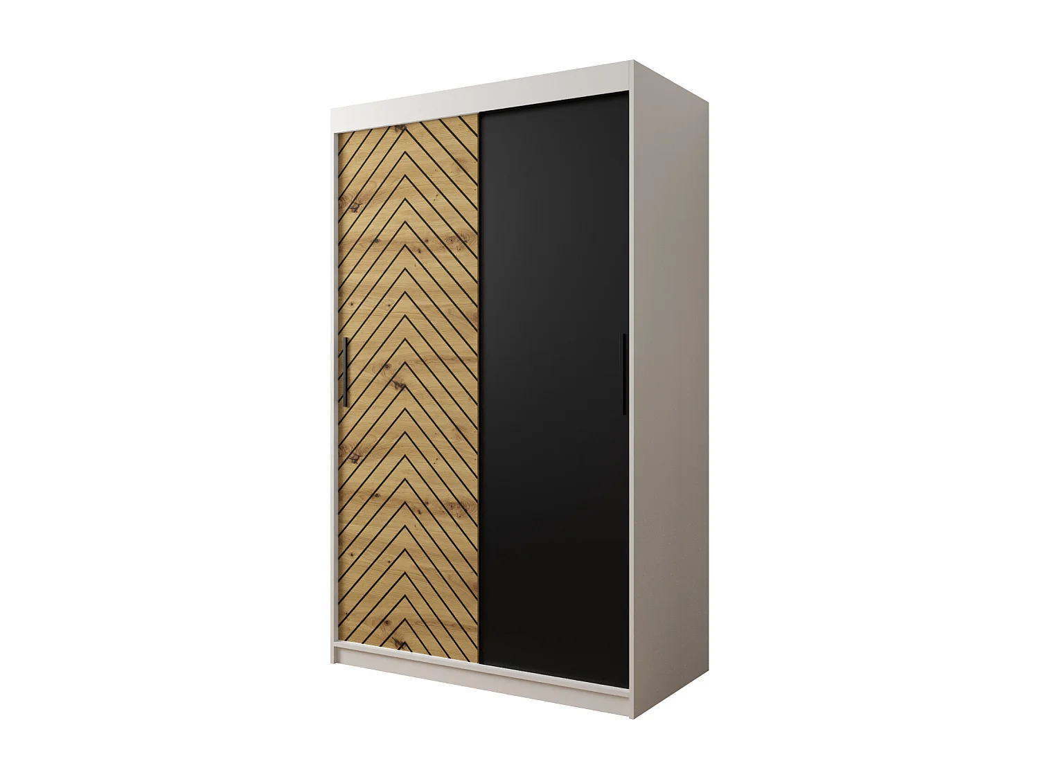 Schwebetürenschrank Jodełka 200/120/62 2-Türig (Weiß/Artisan)