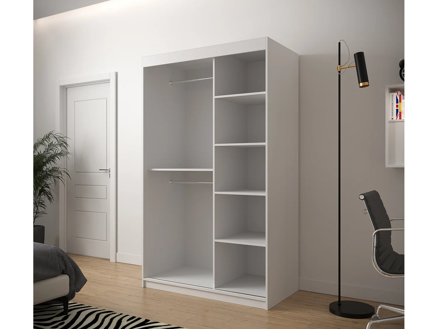 Schwebetürenschrank Jodełka 200/120/62 2-Türig (Weiß/Artisan)