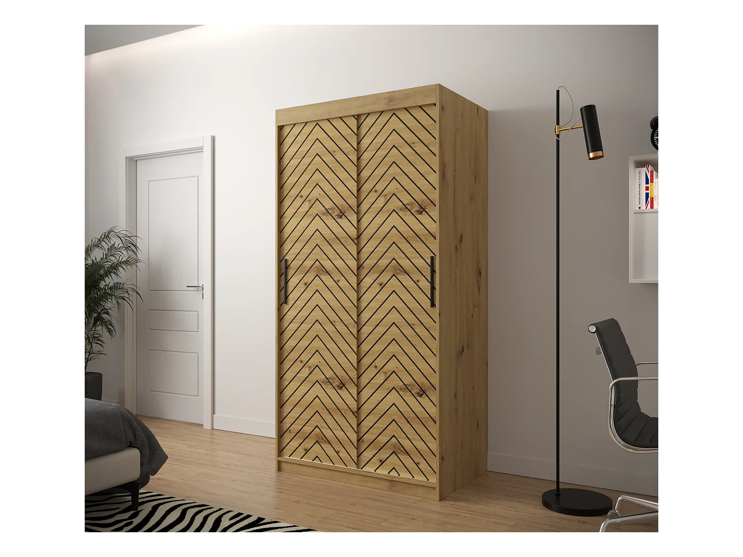 Armoire à portes coulissantes Jodełka 1 200/100/62 2 portes (Artisan)