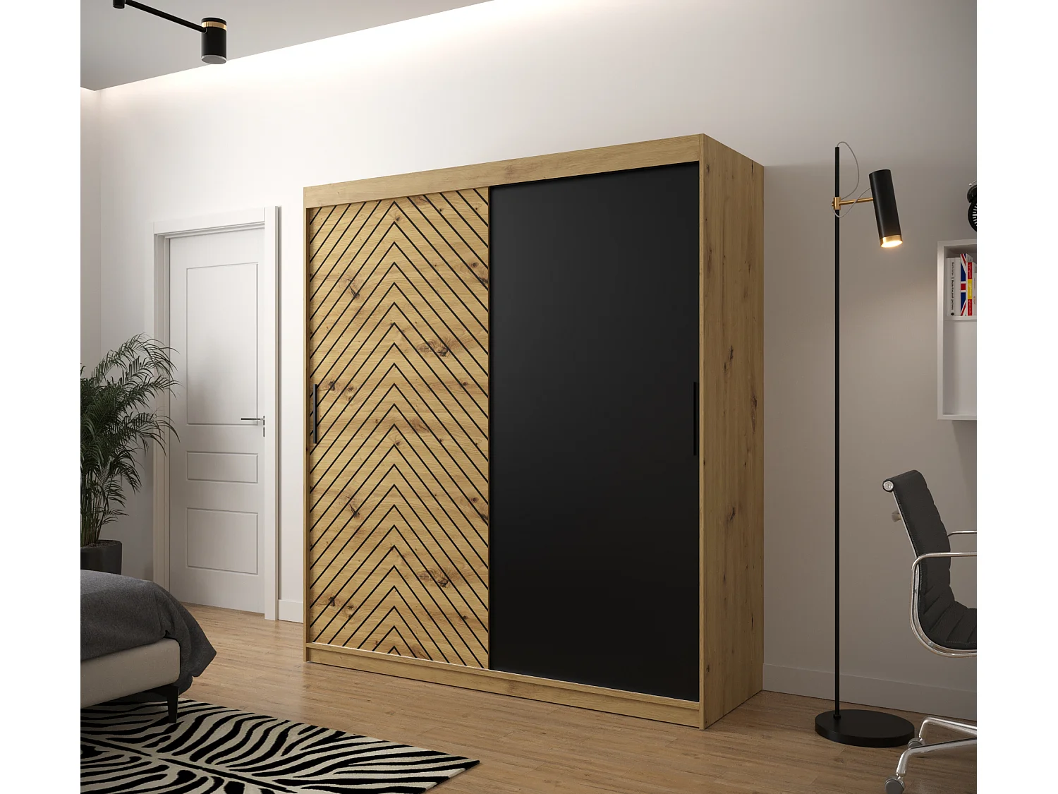 Armoire à portes coulissantes Jodełka 200/180/62 2 portes (Artisan)