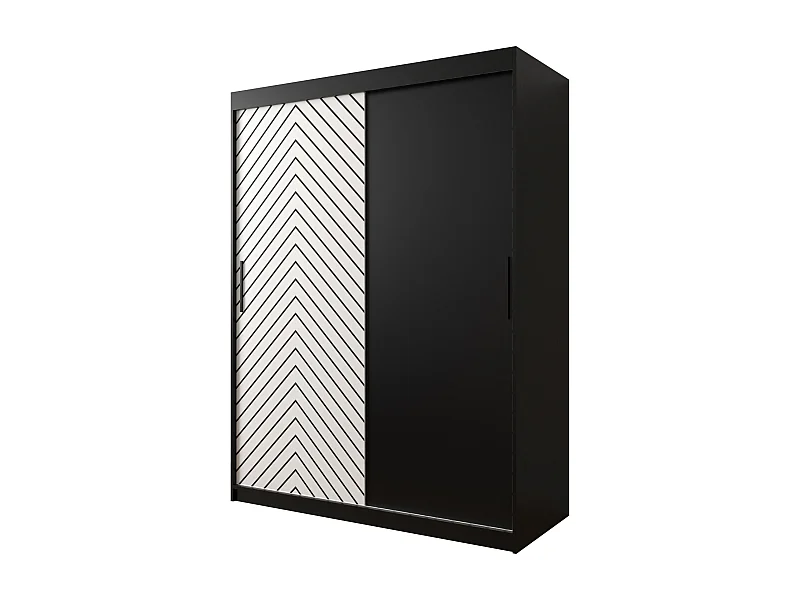 Schuifdeurkast Jodełka 200/150/62 2 deuren (Zwart/Wit)