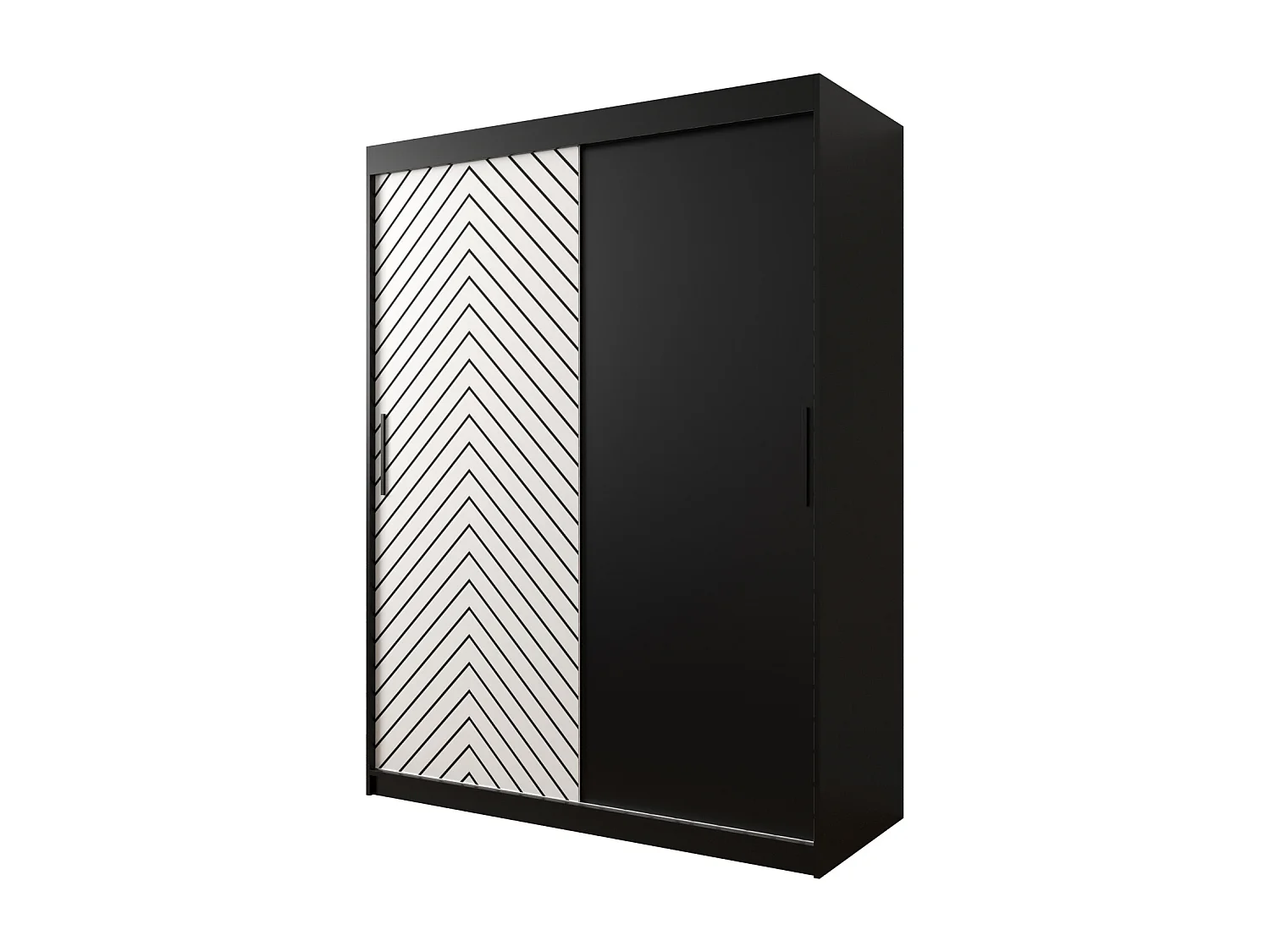 Armoire à portes coulissantes Jodełka 200/150/62 2 portes (Noir/Blanc)